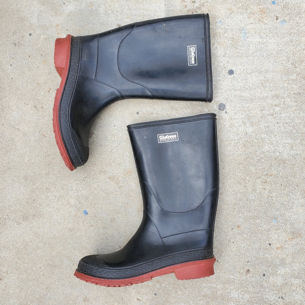 LACROSSE Black Tall Rubber Mud Rain boots size 4